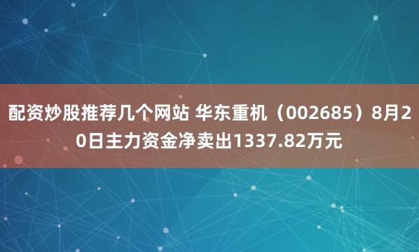 配资炒股推荐几个网站 华东重机（002685）8月20日主力资金净卖出1337.82万元